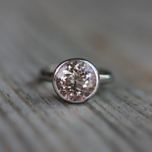 Morganite 6 Carat Ring Set in Palladium White Gold-- Size 6