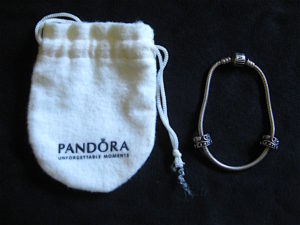 Authentic PANDORA sterling silver bracelet with 2