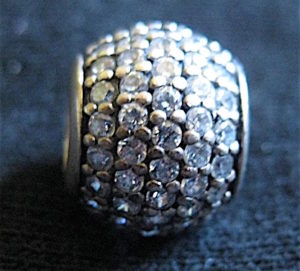 Authentic PANDORA charm, 925 sterling silver, Cubic Zirconia pavé sphere