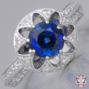 Ceylon Sapphire Engagement Ring with diamonds