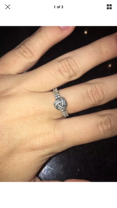 PANDORA SPARKLING LOVE KNOT RING, CLEAR CZ Sterling silver, Cubic Zirconia SIZE 7