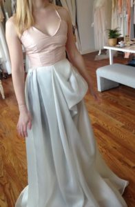 Veronica Sheaffer Blush Taffeta & Ivory Organza Wedding Gown