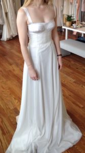 Veronica Sheaffer White Lace & Taffeta Wedding Gown